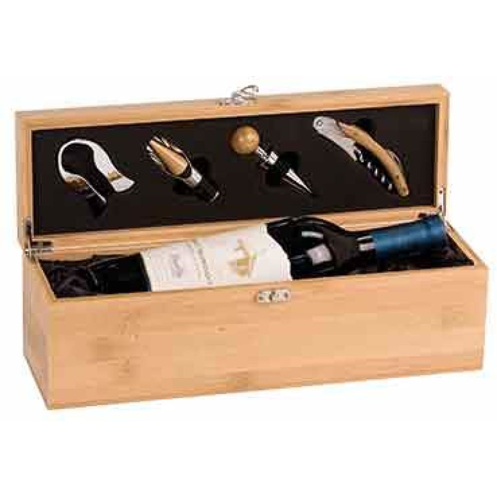 Bamboo Single Wine Box with Tools - Drinkware