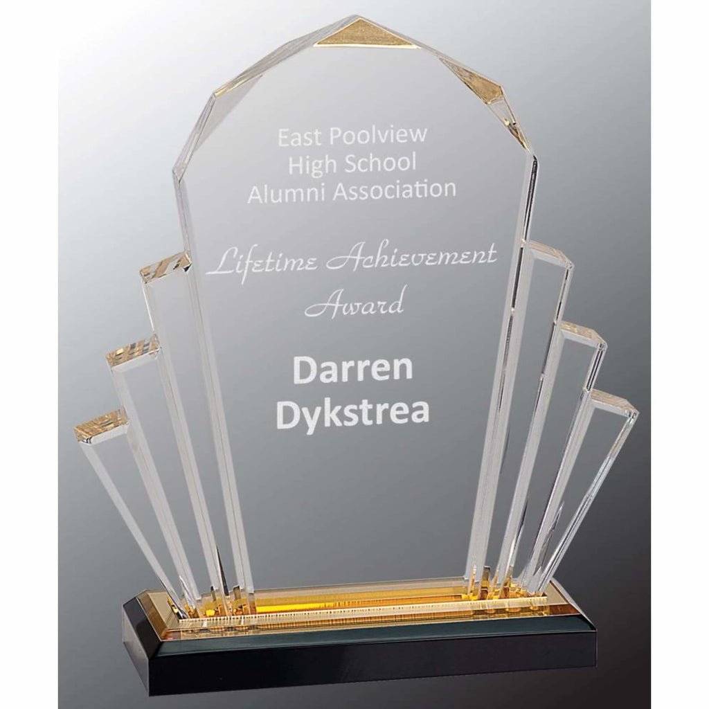 Faceted Impress Award - 6x8 / Gold - Acrylic Awards