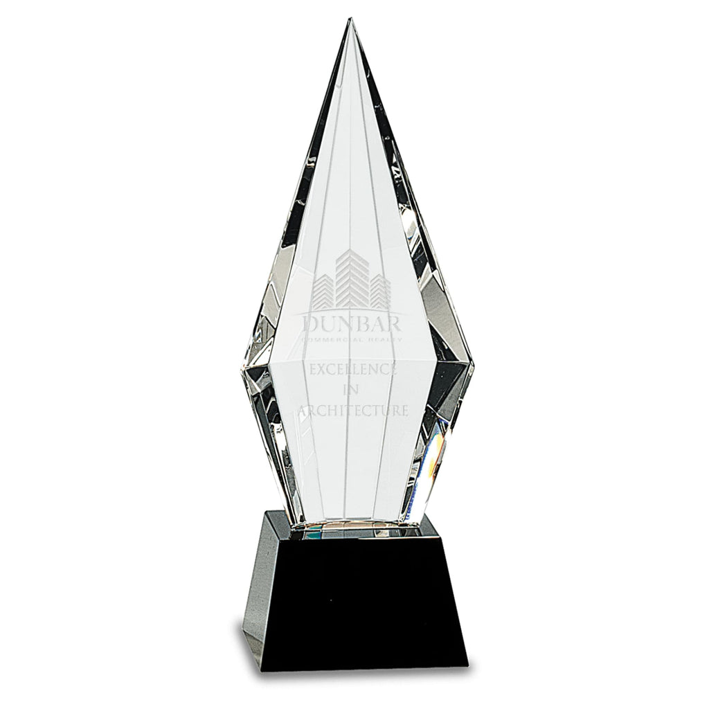 Faceted Obelisk on Pedestal - 9.5 / Black - Glass Awards