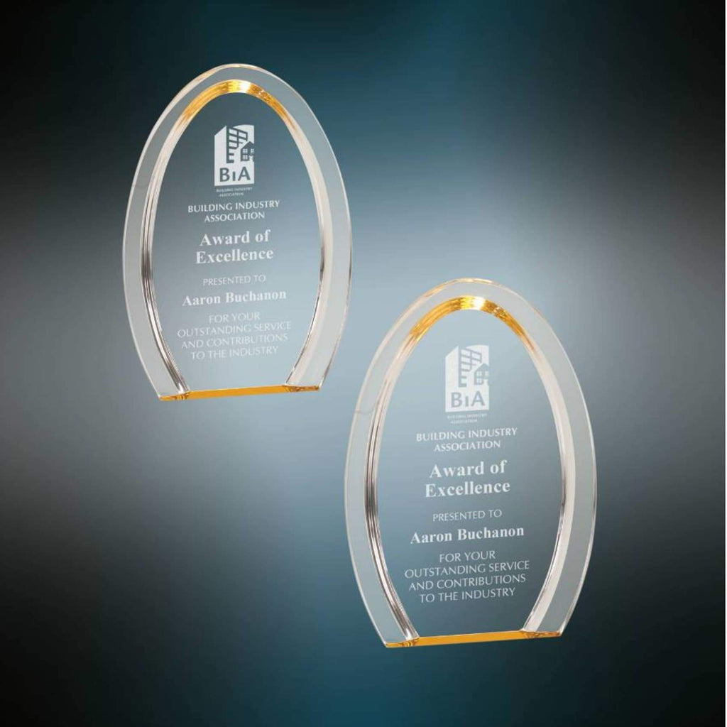 Halo Acrylic Award - Gold / 7 / Oval - Acrylic Awards