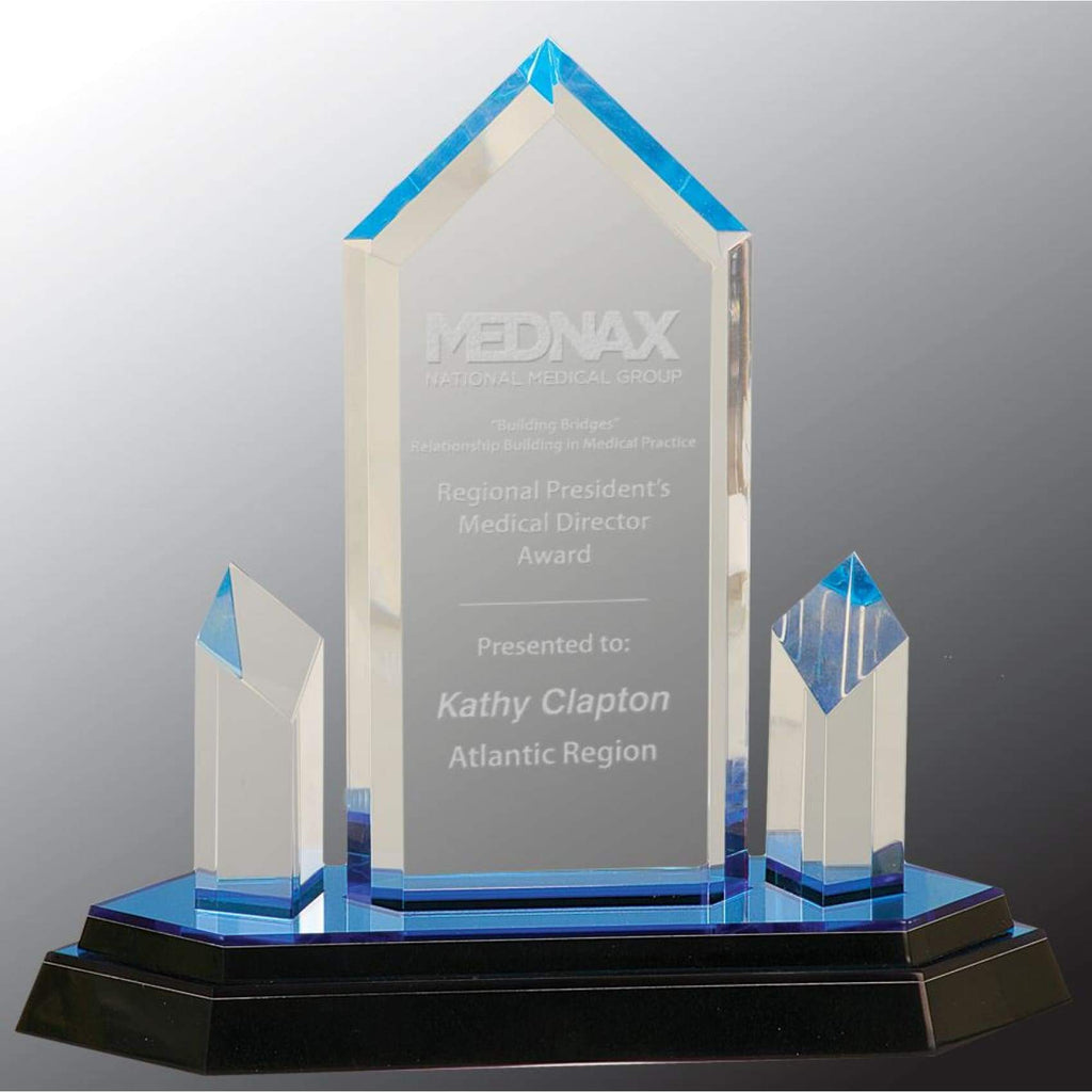 Jewel Impress Award - 8 1/4 Tower / Blue - Acrylic Awards