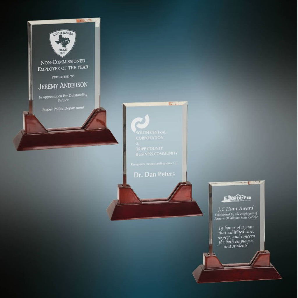 Prestige Acrylic Award with Rosewood Base - Acrylic Awards