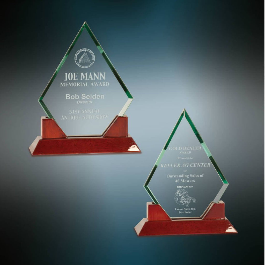 Prestige Glass Award with Rosewood Base - Glass Awards