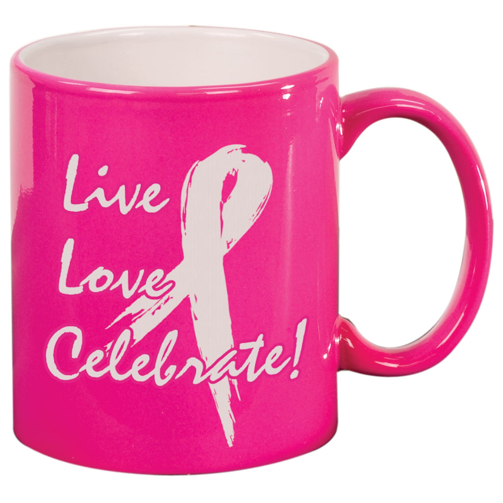 Round Ceramic Mug - Pink - Drinkware