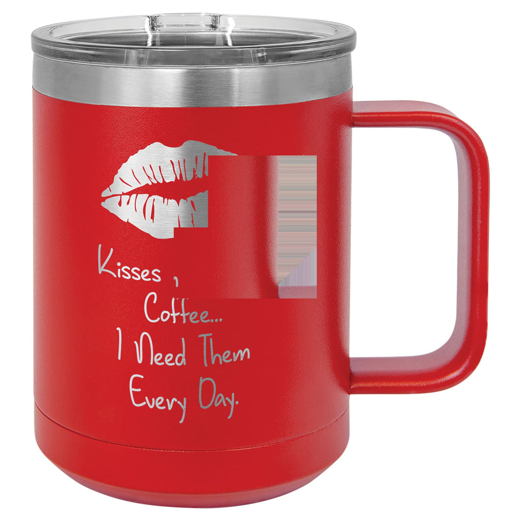 Stainless Steel Mug with Lid - Red - Drinkware