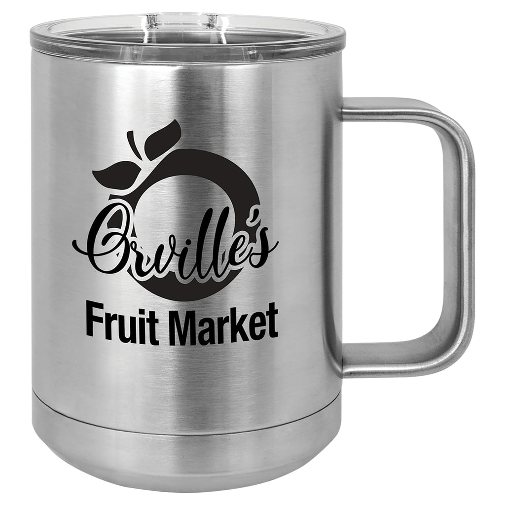 Stainless Steel Mug with Lid - Silver - Drinkware