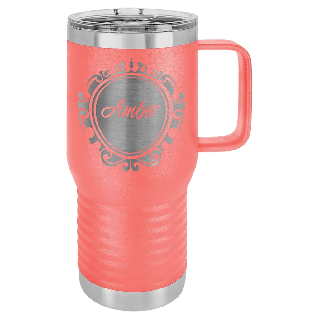 Vacuum Insulated Travel Mug with Slider Lid - Coral - Drinkware