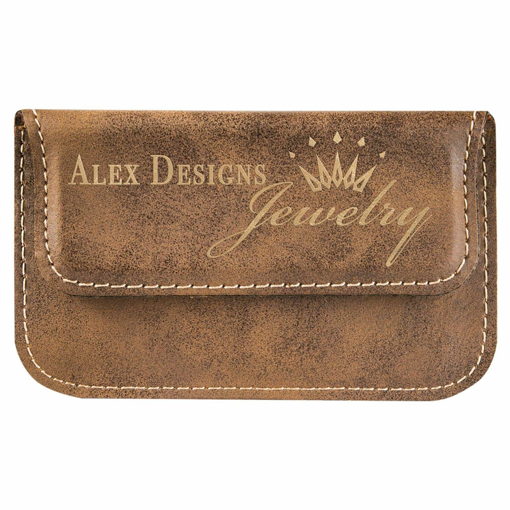 Vegan Leather Business Card Holder - Rustic | Gold - Office Gifts