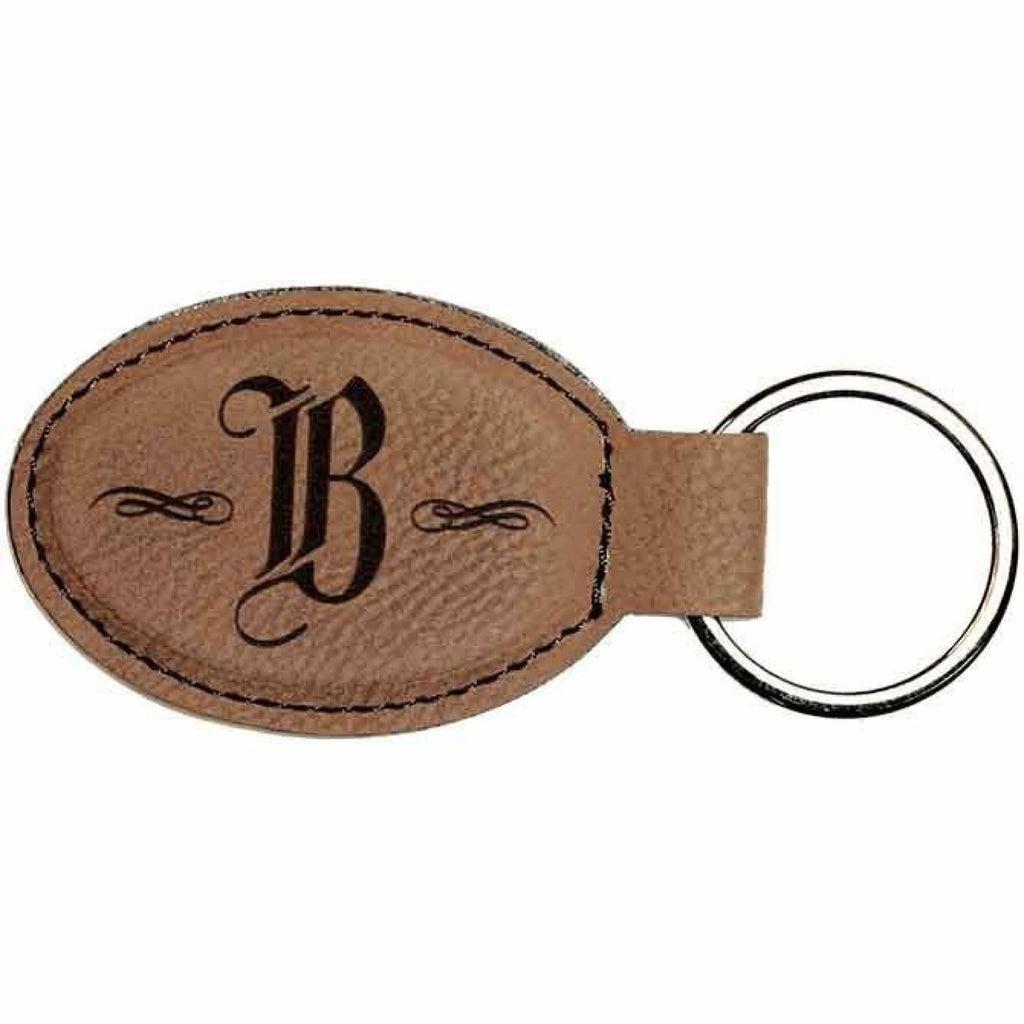Vegan Leather Keychain - Dark Brown / Oval - Office Gifts