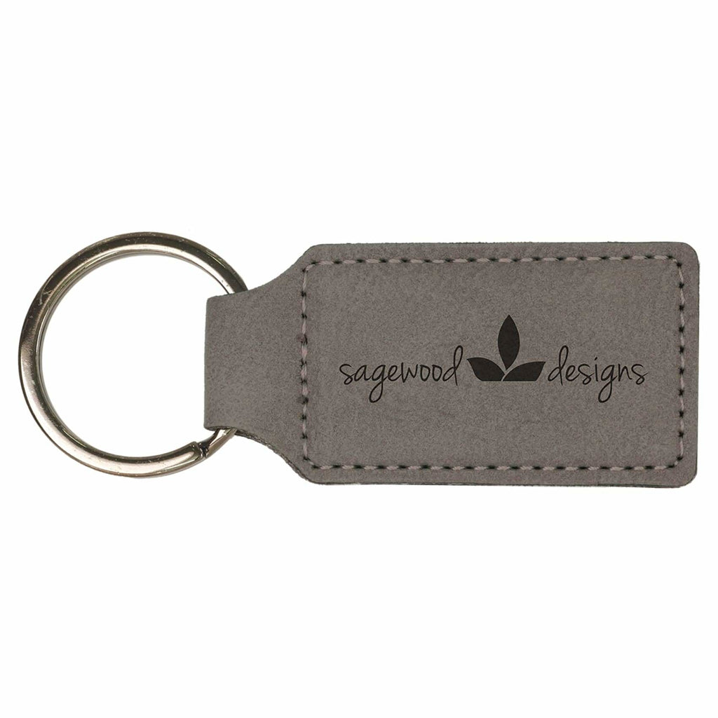 Vegan Leather Keychain - Gray / Rectangle - Office Gifts