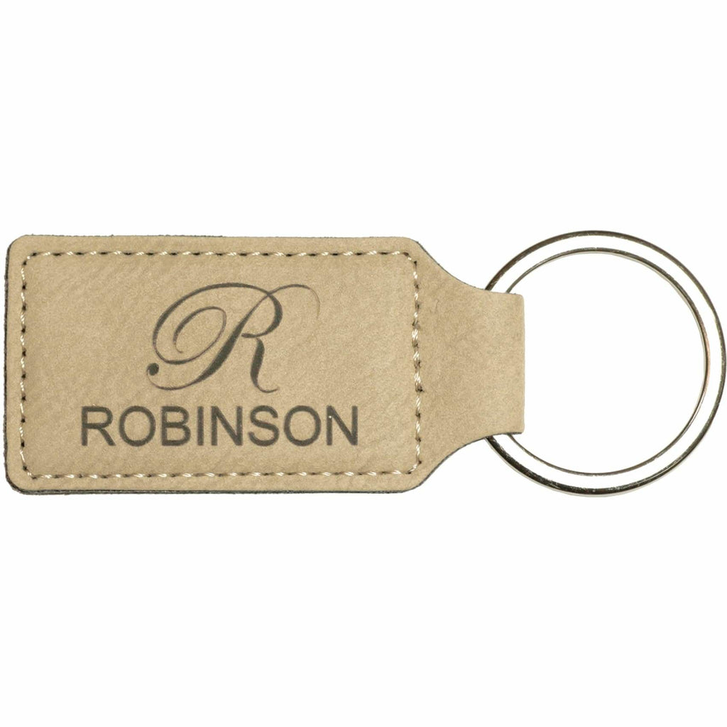 Vegan Leather Keychain - Light Brown / Rectangle - Office Gifts