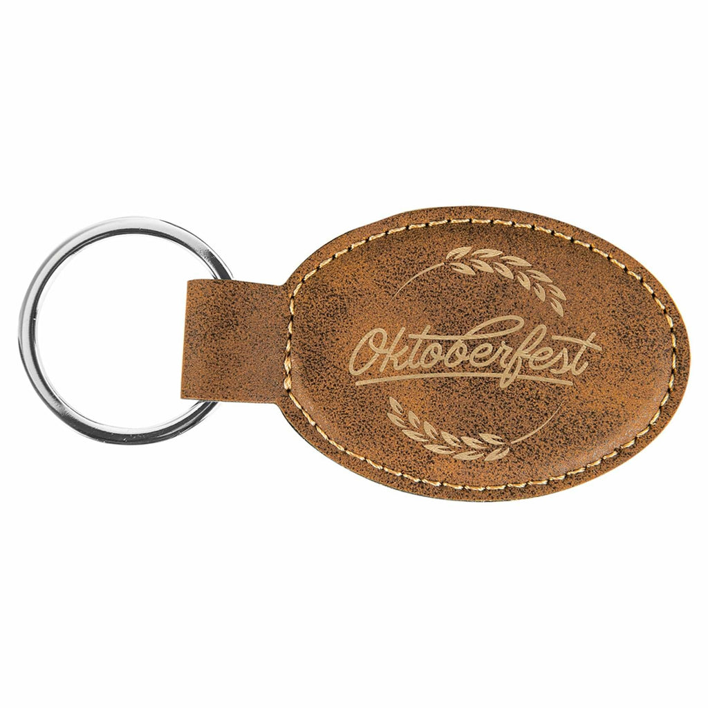 Vegan Leather Keychain - Rustic / Oval - Office Gifts