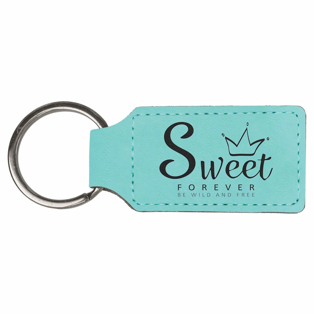 Vegan Leather Keychain - Teal / Rectangle - Office Gifts
