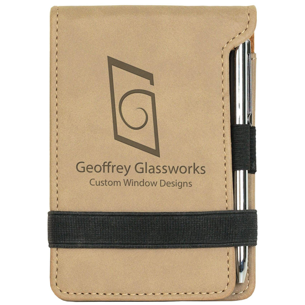 Vegan Leather Mini Notepad with Pen - Rawhide - Office Gifts
