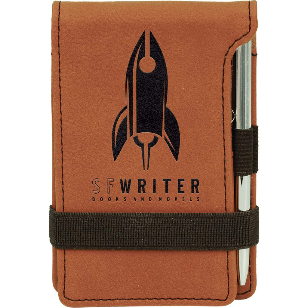 Vegan Leather Mini Notepad with Pen - Brown - Office Gifts