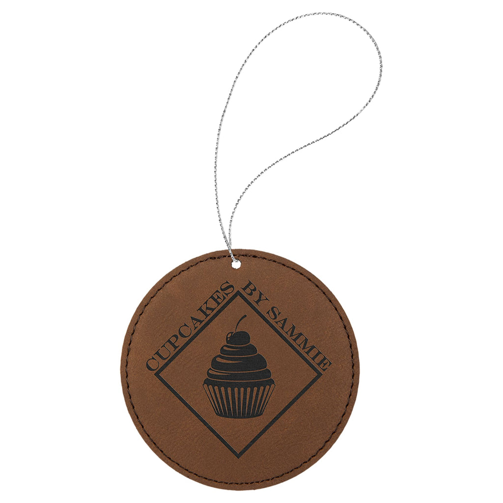 Vegan Leather Ornament - Multiple Shapes - Round / Dark Brown - Home Gifts