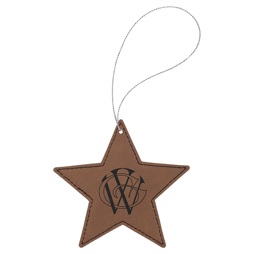Vegan Leather Ornament - Multiple Shapes - Star / Dark Brown - Home Gifts