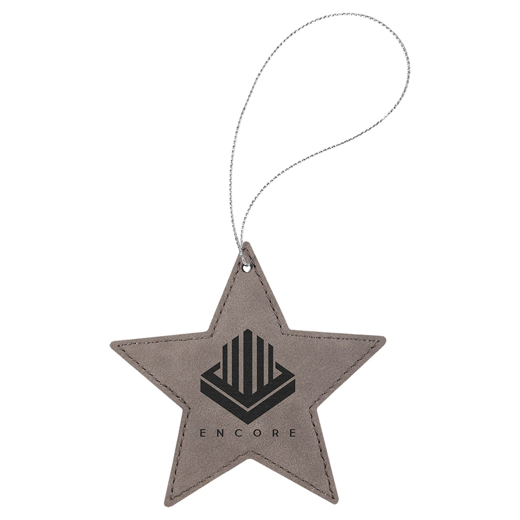 Vegan Leather Ornament - Multiple Shapes - Star / Gray - Home Gifts