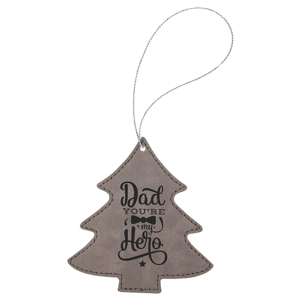 Vegan Leather Ornament - Multiple Shapes - Tree / Gray - Home Gifts