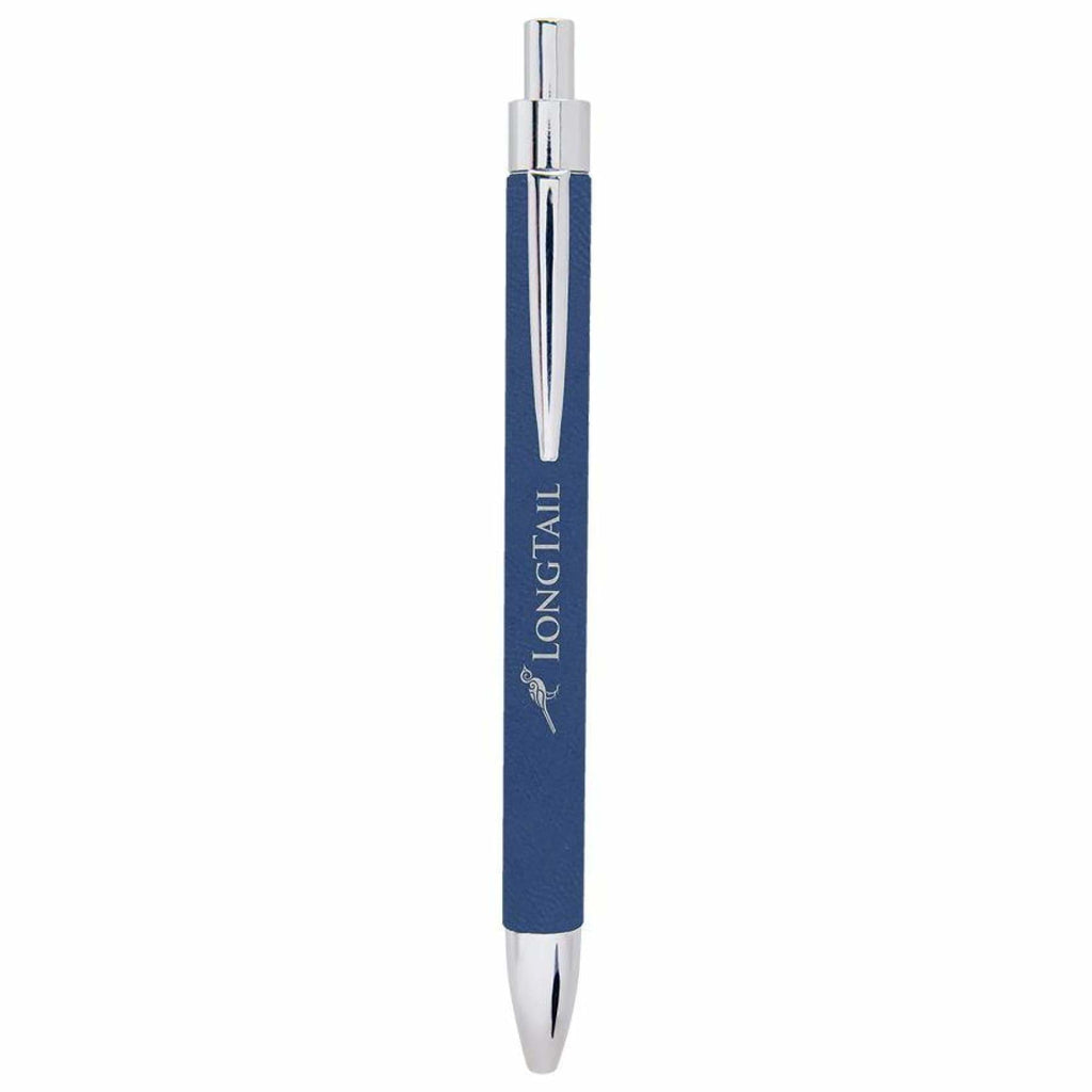 Vegan Leather Pen - Blue | Silver - Office Gifts