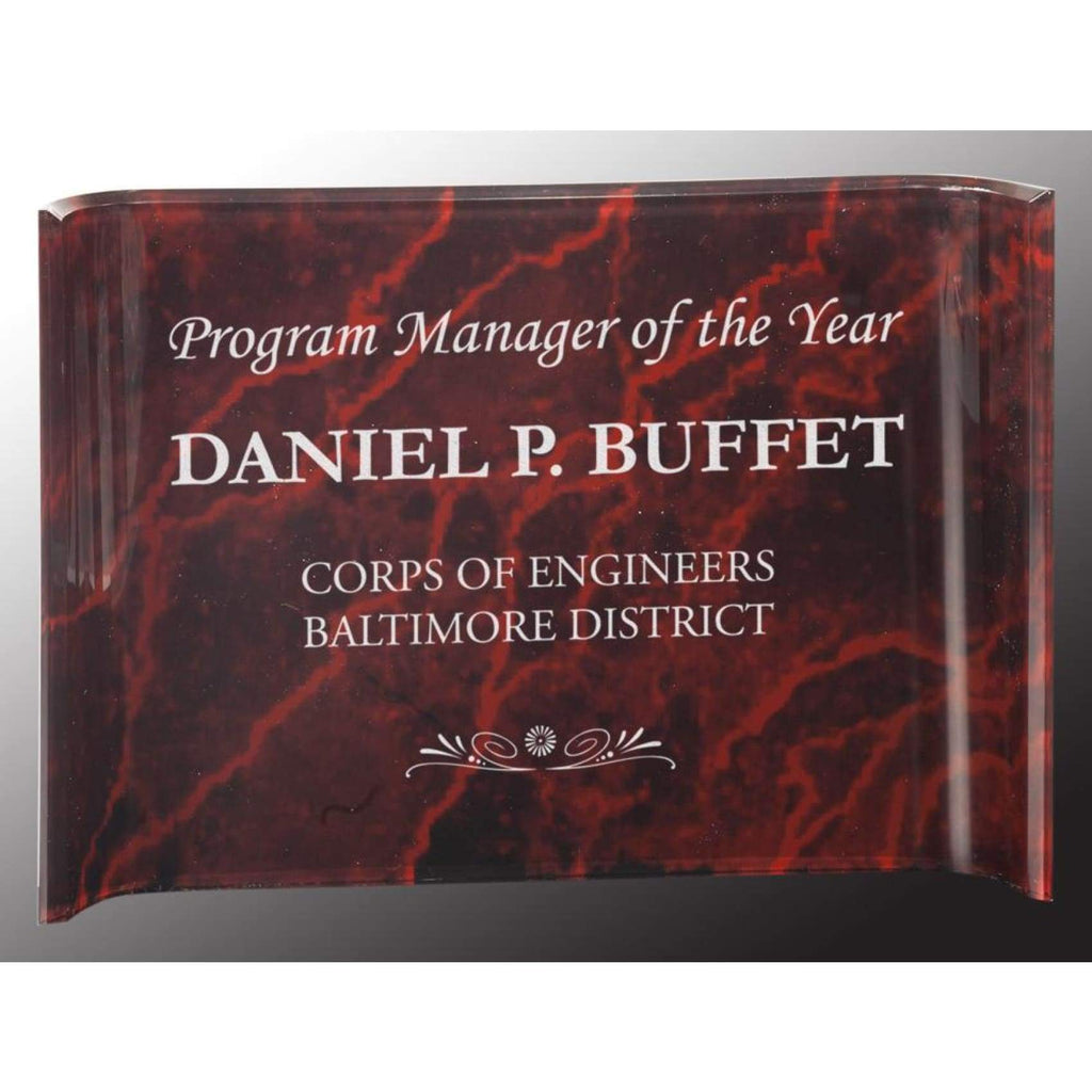 Acrylic Freestanding Plaque - Red Marble - Acrylic Awards