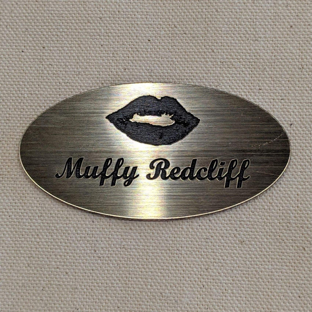 Acrylic Nametag - 3x1.5 Oval / Black lettering on gold - Bags & Apparel