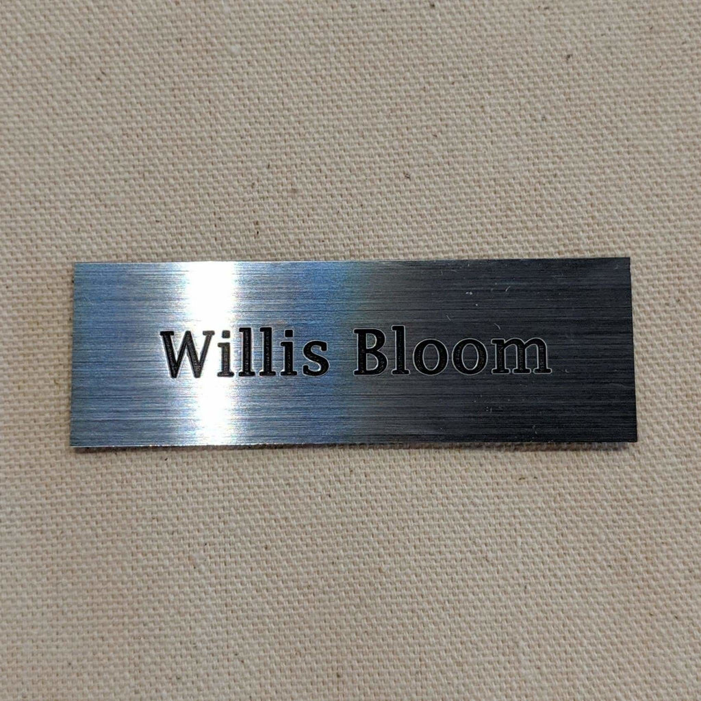 Acrylic Nametag - 3x1 Rectangle / Black lettering on silver - Bags & Apparel
