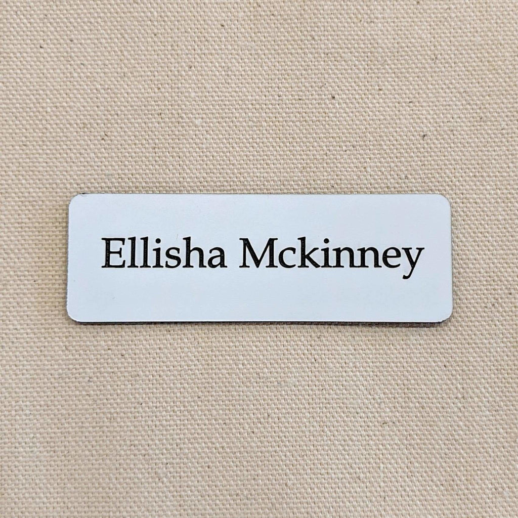 Acrylic Nametag - 3x1 Rectangle / Black lettering on white - Bags & Apparel