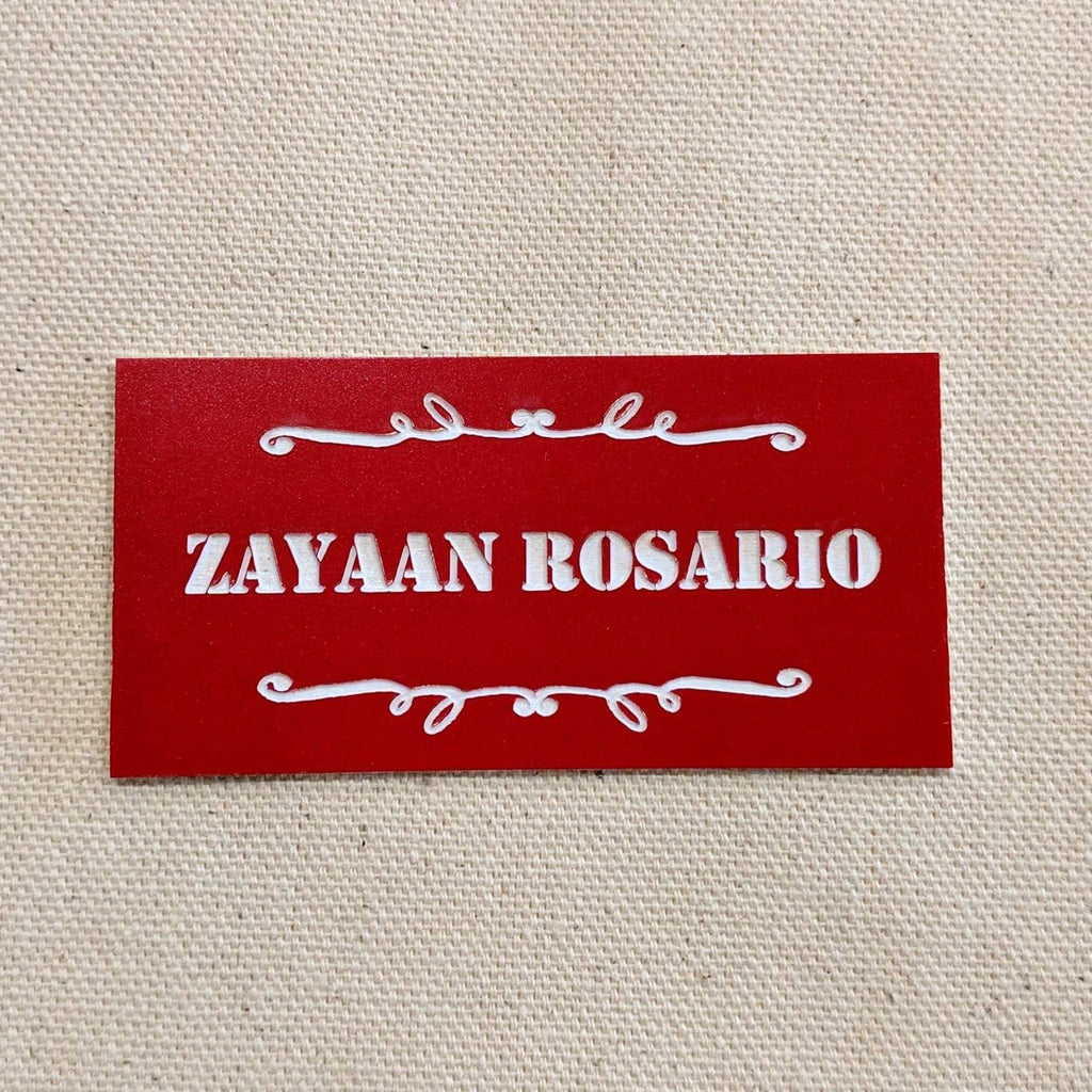 Acrylic Nametag - 3x1.5 Rectangle / White lettering on red - Bags & Apparel