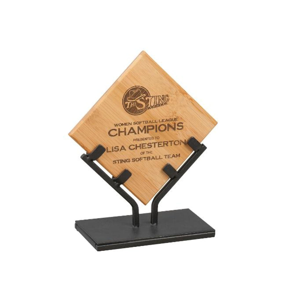Bamboo Plaque with Iron Stand - 7.75 - Plaques