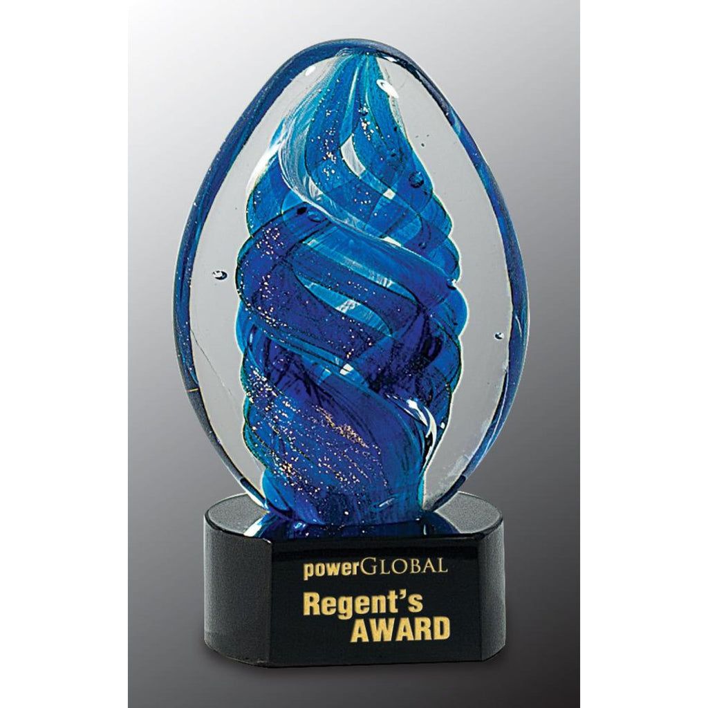 Blue Oval Swirl Art Glass - Art Glass