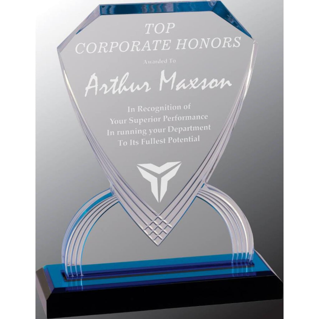 Carved Shield Impress Award - 9 / Blue - Acrylic Awards