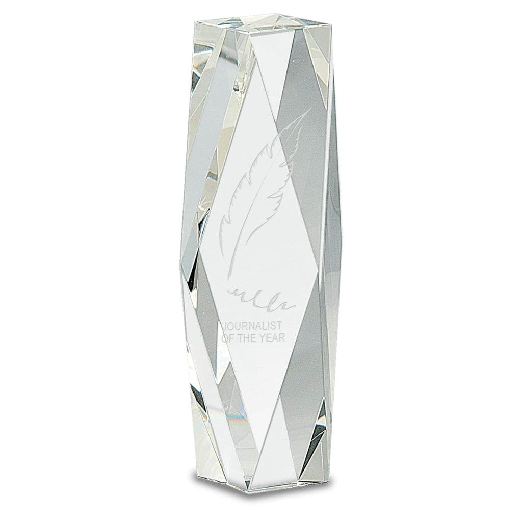 Clear Crystal Facet Tower - 8 - Glass Awards