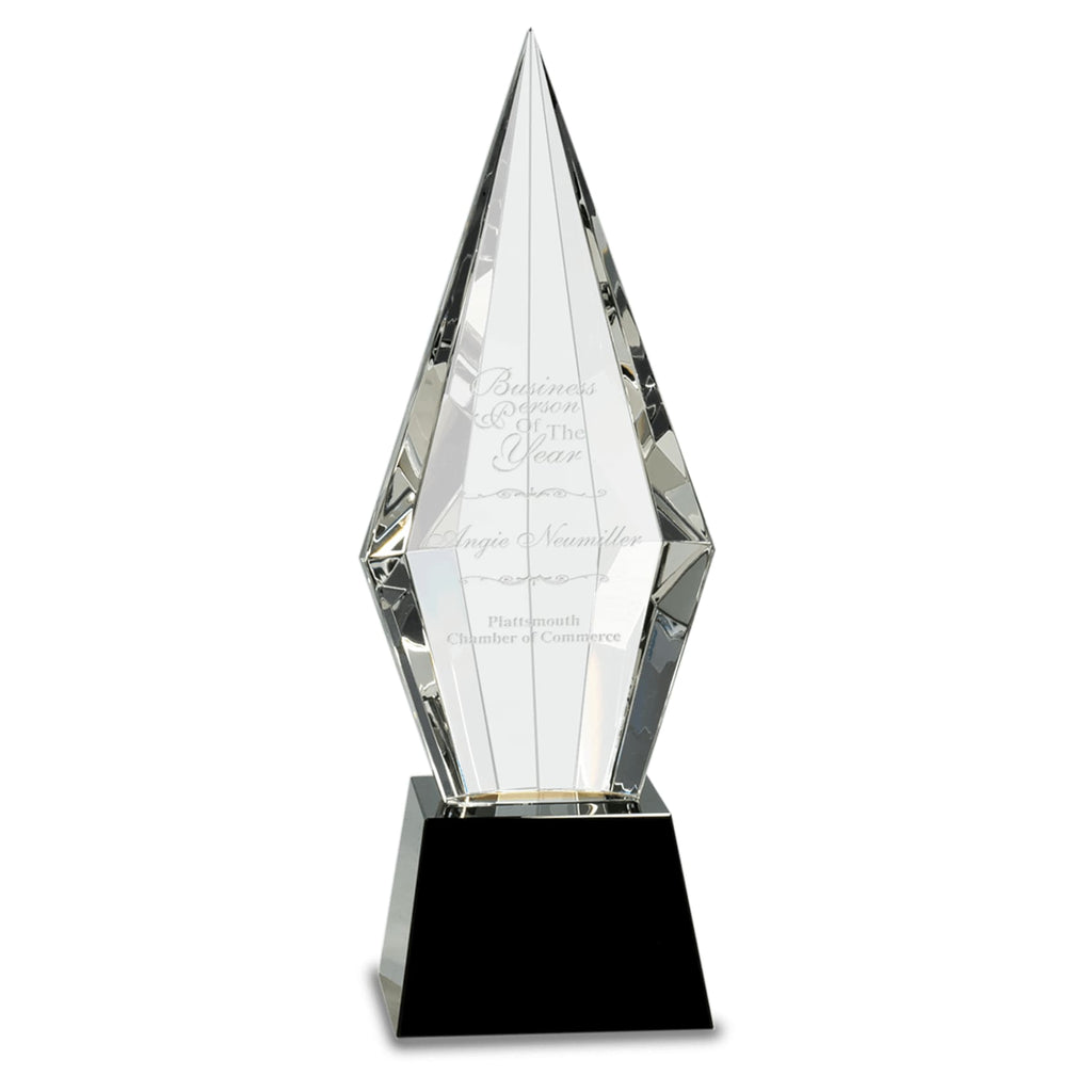 Faceted Obelisk on Pedestal - 11 / Black - Glass Awards