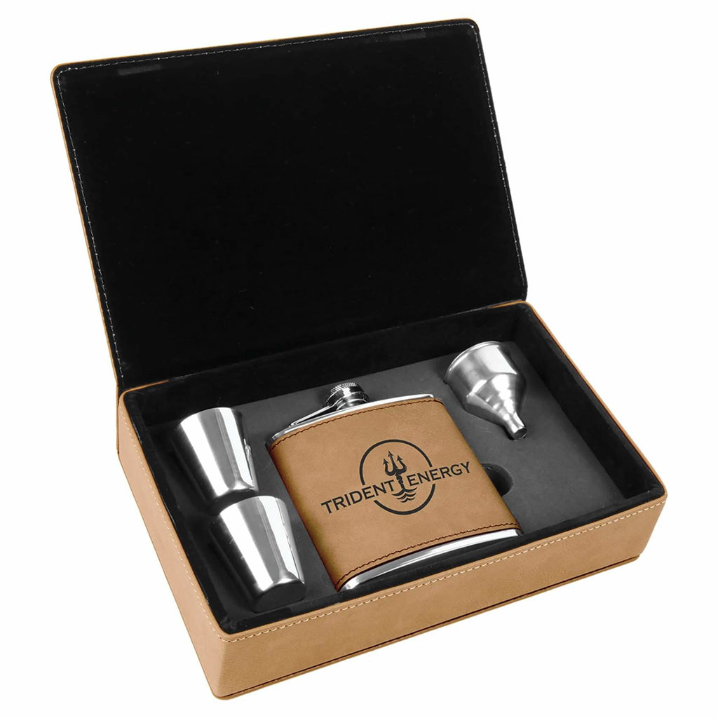 Flask Set in Vegan Leather Gift Box - Drinkware