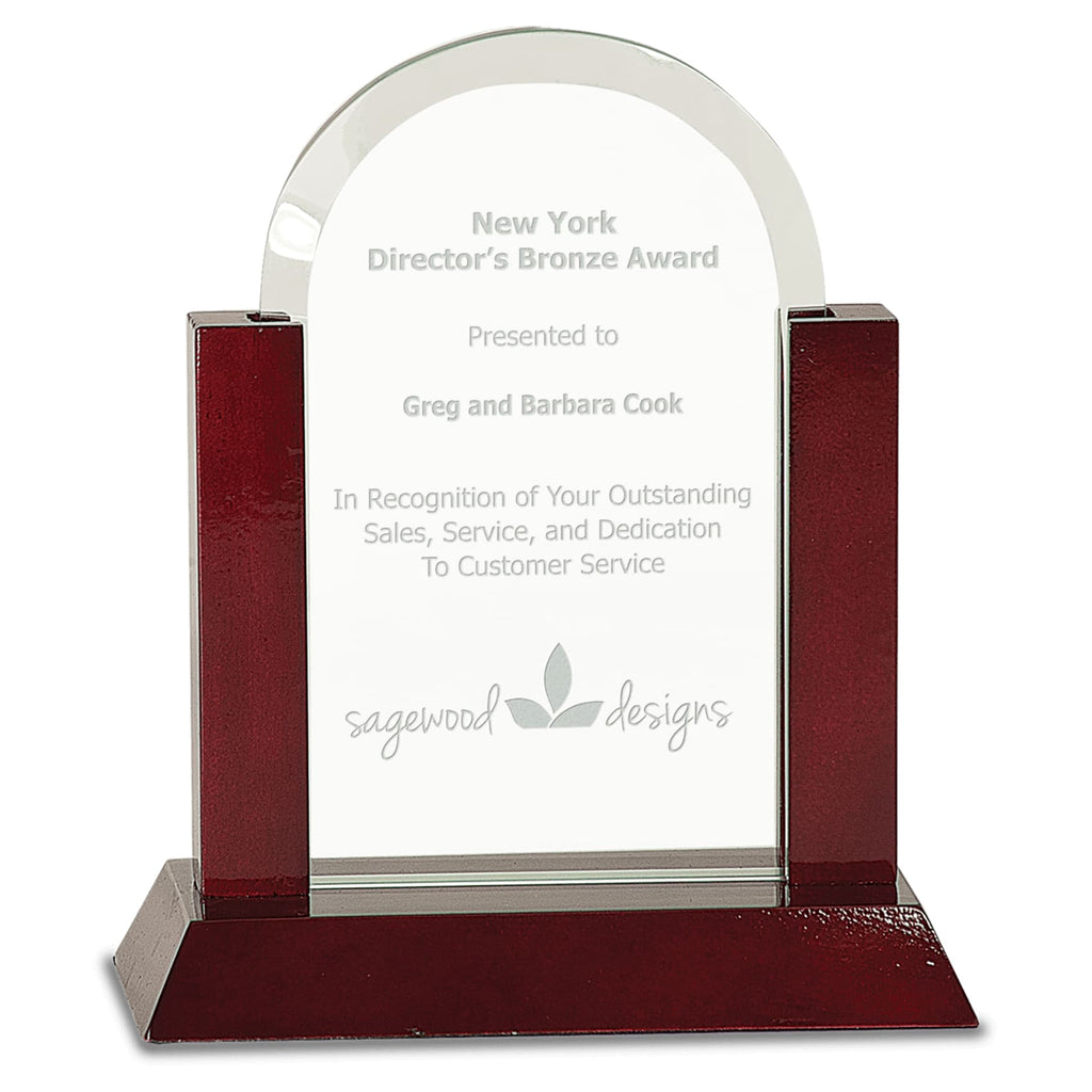 Jade Glass Award with Rosewood Base - 7 Gateway Dome - Glass Awards