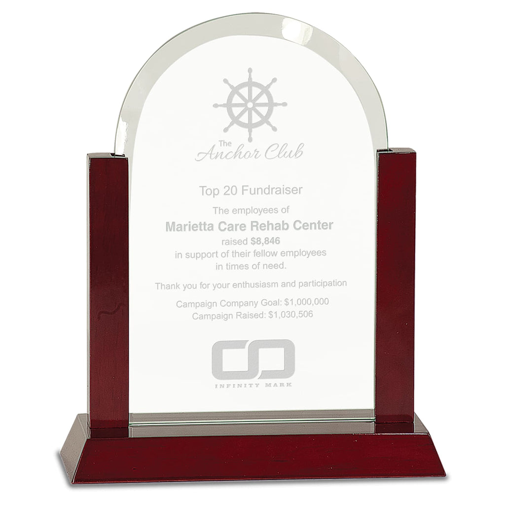 Jade Glass Award with Rosewood Base - 9 Gateway Dome - Glass Awards