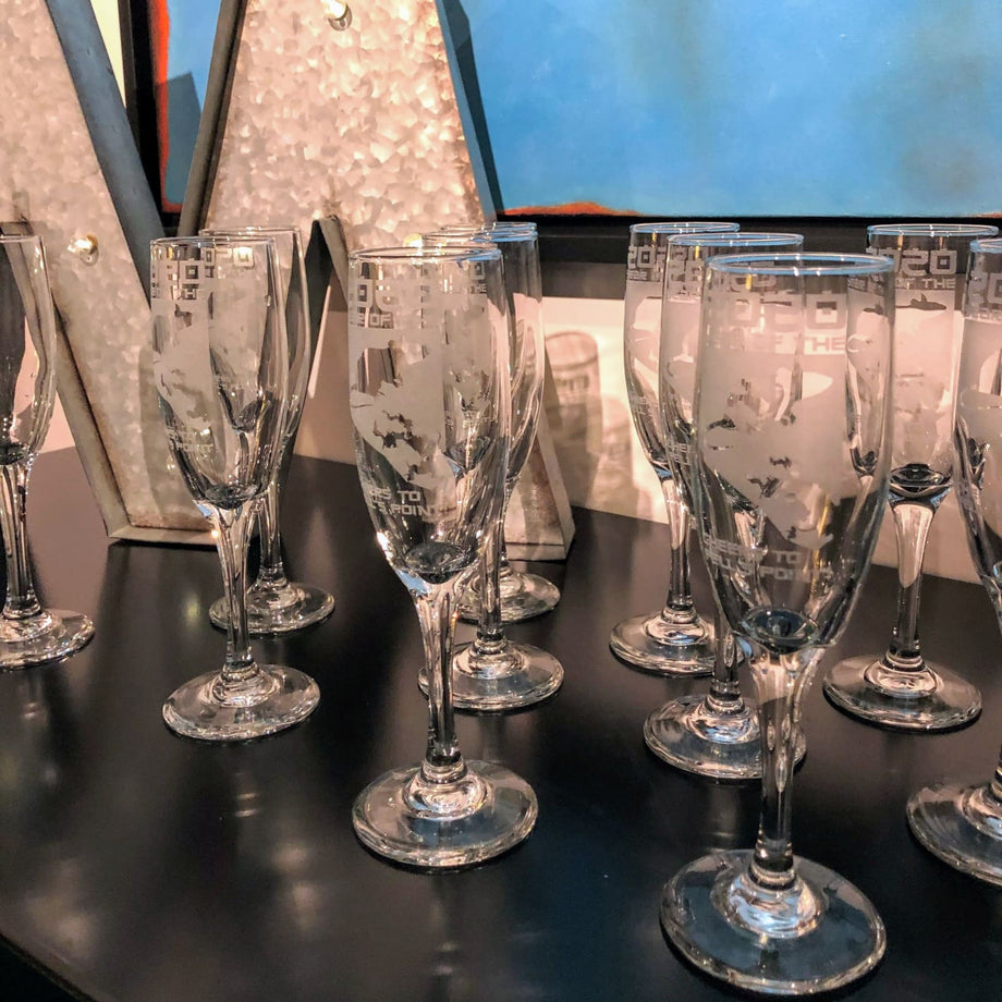 Engraved Cut Crystal Champagne Flutes