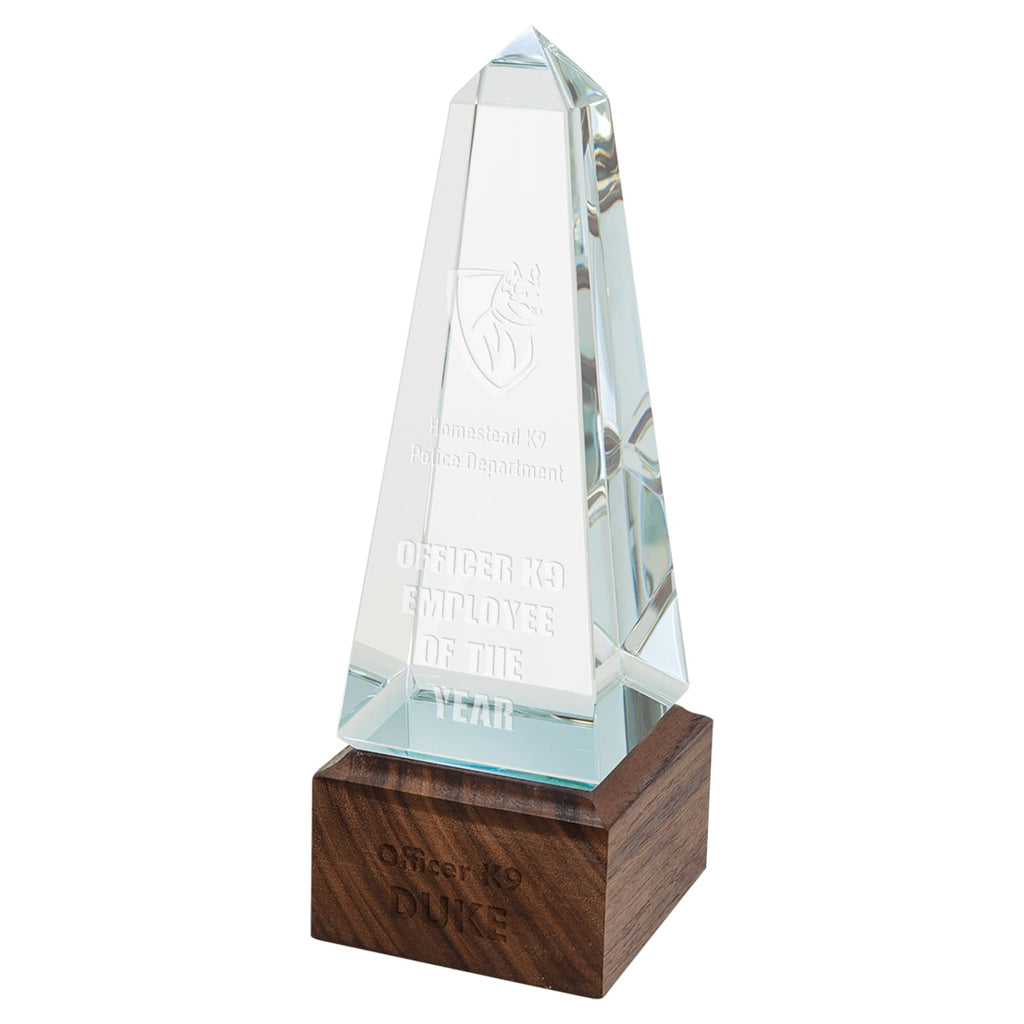 Glass Obelisk with Walnut Base - 9 - Glass Awards