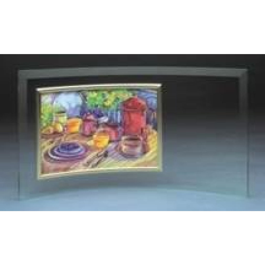 Jade Glass Crescent with Picture Frame - 12 x 5 1/2 overall & 5 x 3 1/2 frame - Office Gifts