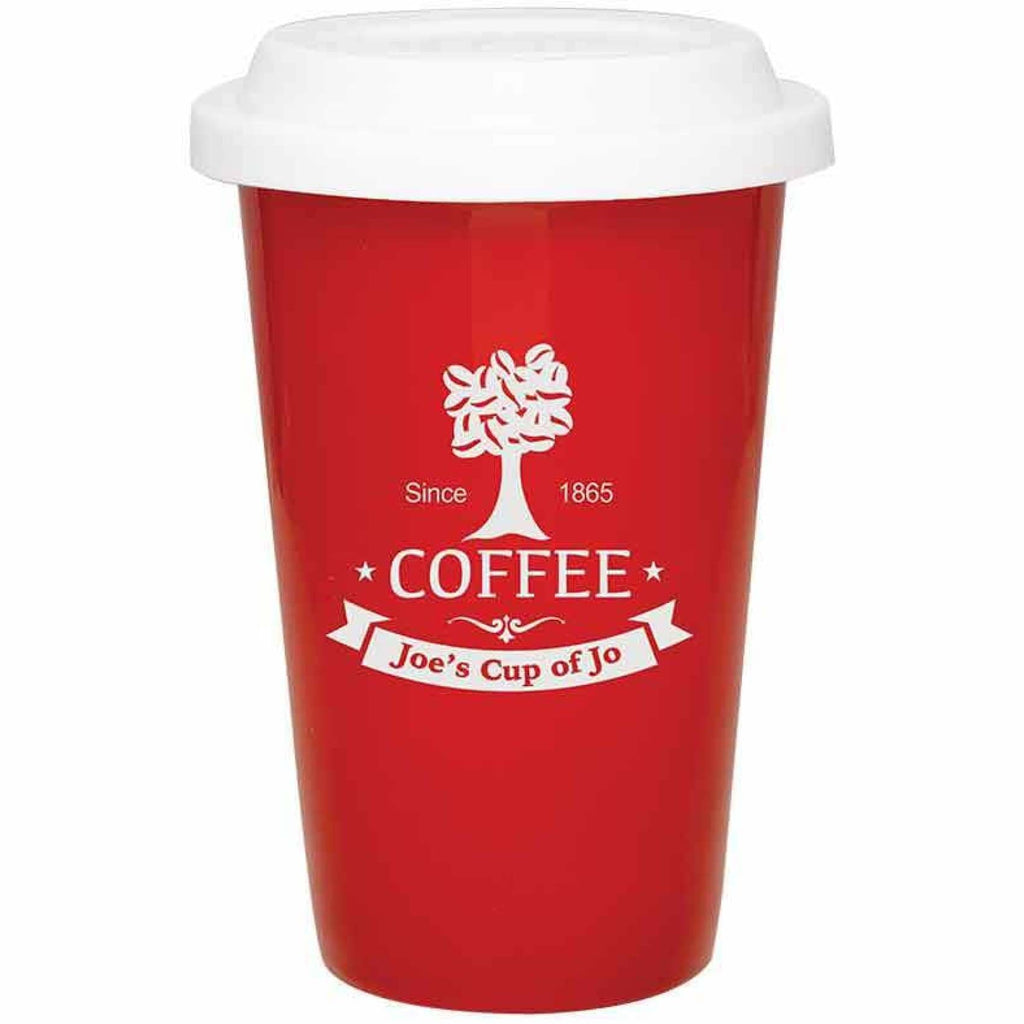 Latte Ceramic Mug - Red - Drinkware