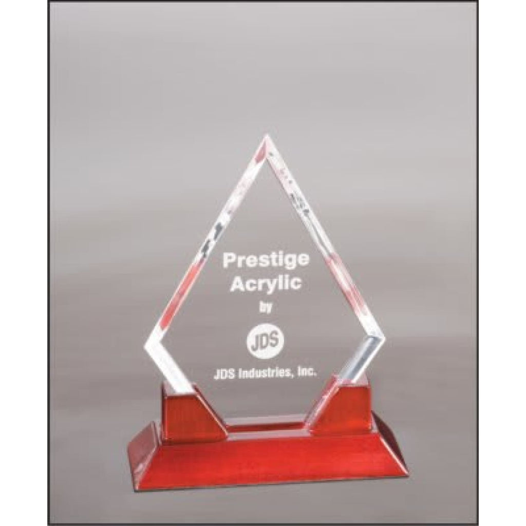 Prestige Acrylic Award with Rosewood Base - 8 1/2 Diamond - Acrylic Awards
