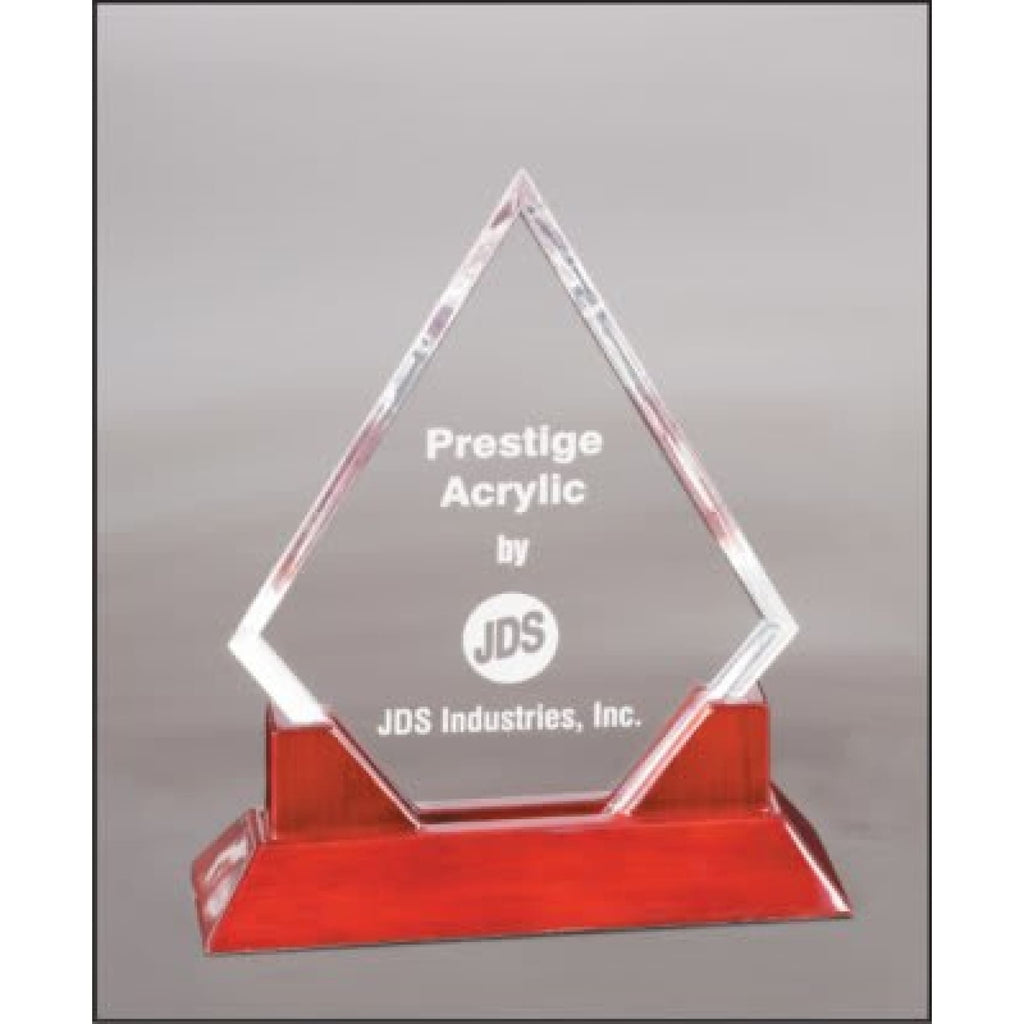 Prestige Acrylic Award with Rosewood Base - 9 1/2 Diamond - Acrylic Awards