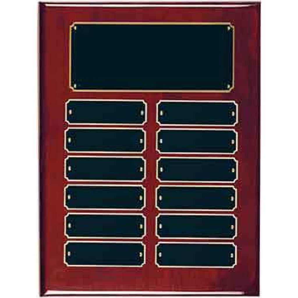 Rosewood Piano Finish Perpetual Plaque - 9 x 12 x 12 3/4 - 12 Plates - Plaques