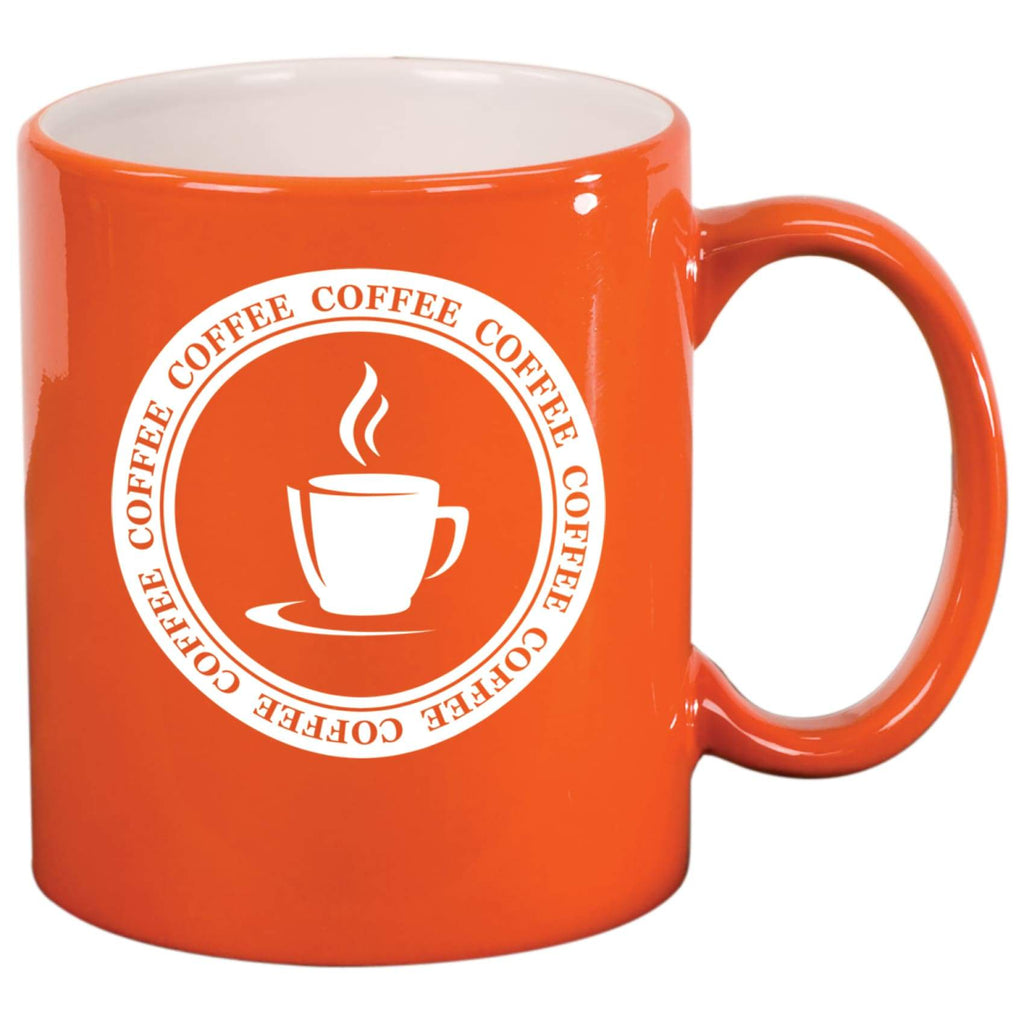 Round Ceramic Mug - Orange - Drinkware