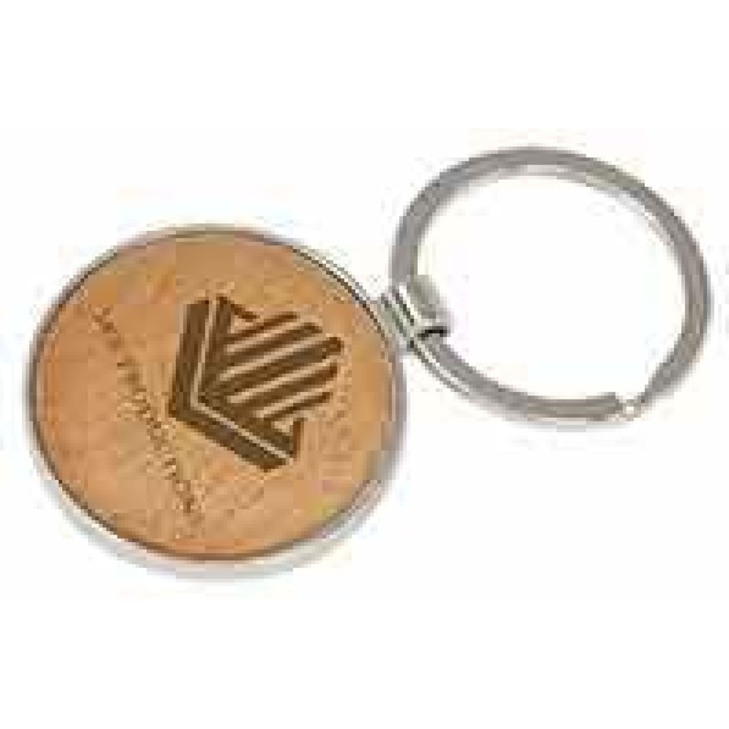 Silver and Wood Keychain - Circle - Office Gifts
