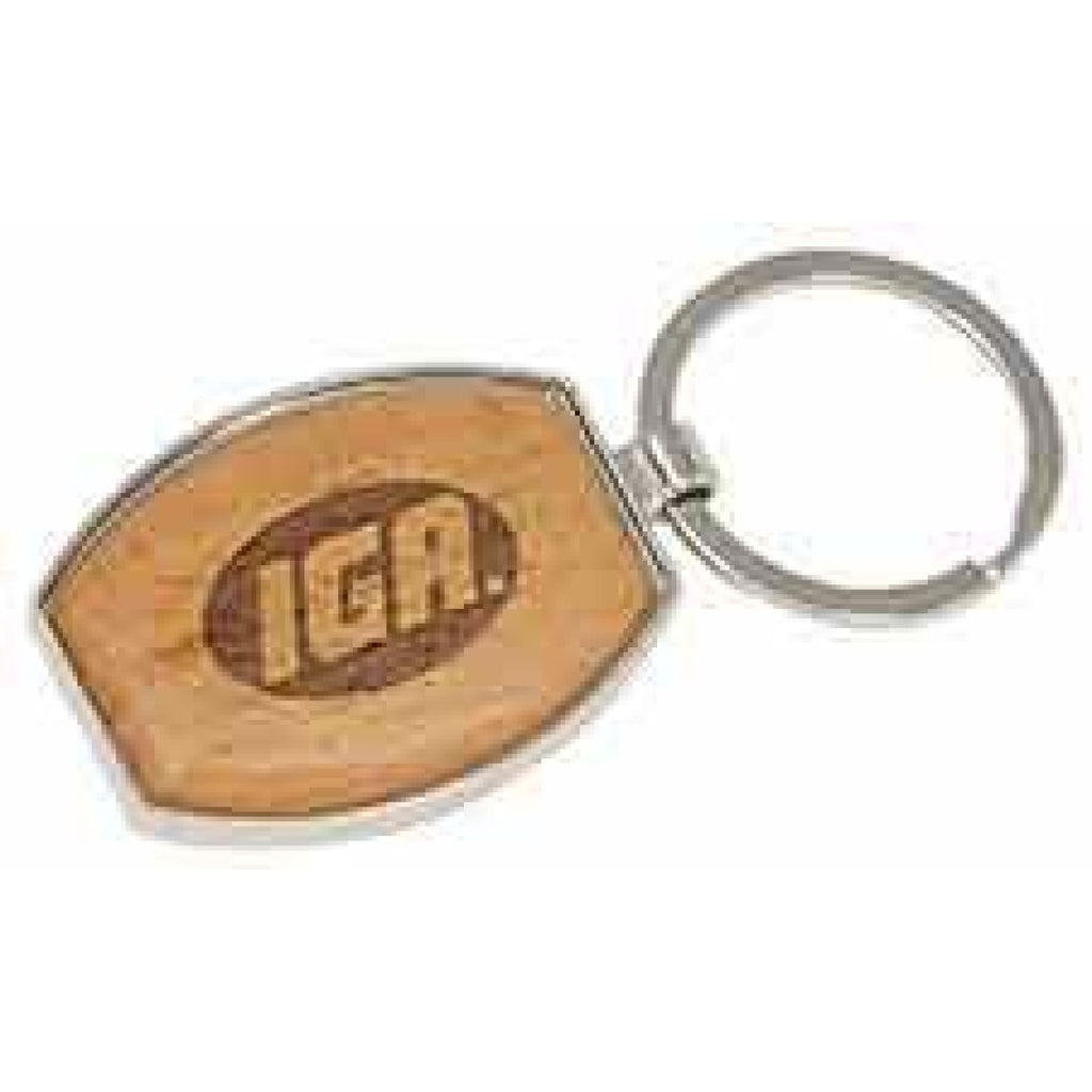 Silver and Wood Keychain - Oval - Office Gifts