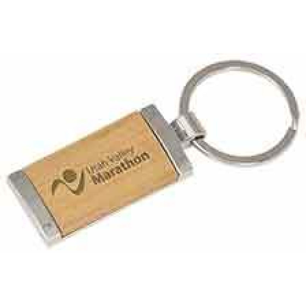 Silver and Wood Keychain - Rectangle - Office Gifts