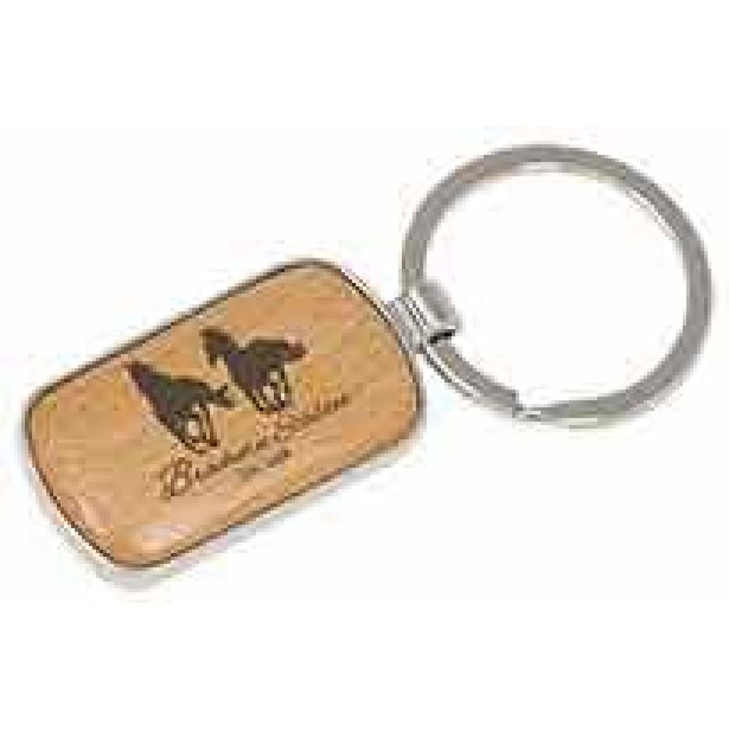 Silver and Wood Keychain - Rounded Rectangle - Office Gifts