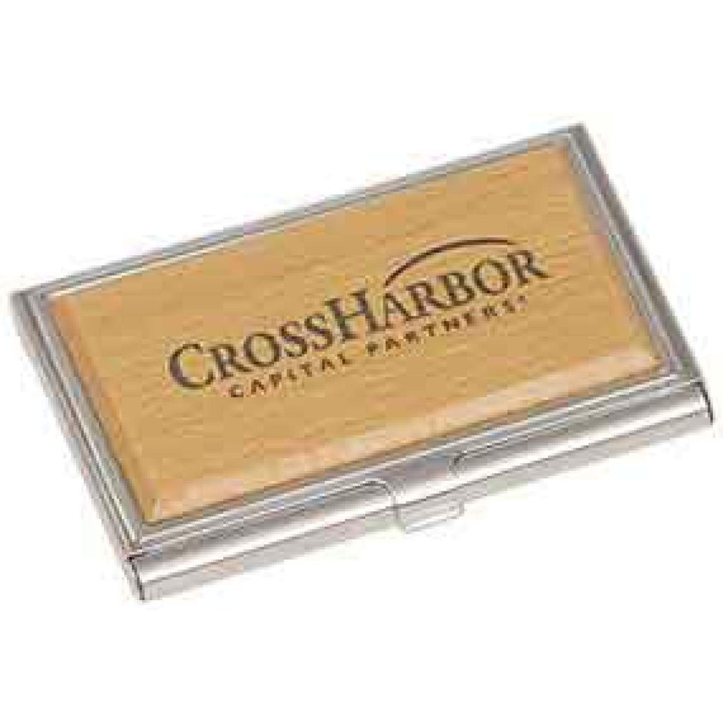 Silver/Wood Business Card Holder - Office Gifts